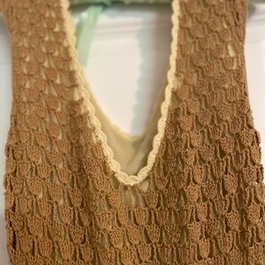 Tan crochet boutique dress. Lined.